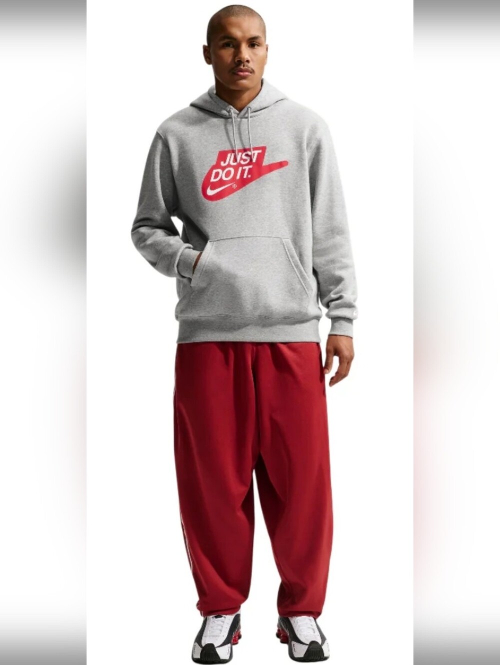 Nike FIRE! NWT! Sportswear Club French Terry Pullover Hoodie in Grey. Sz Lg.